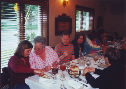 Left to Right: Allison R,  Eileen & David W, Allison K & Jill P, Ann R on right